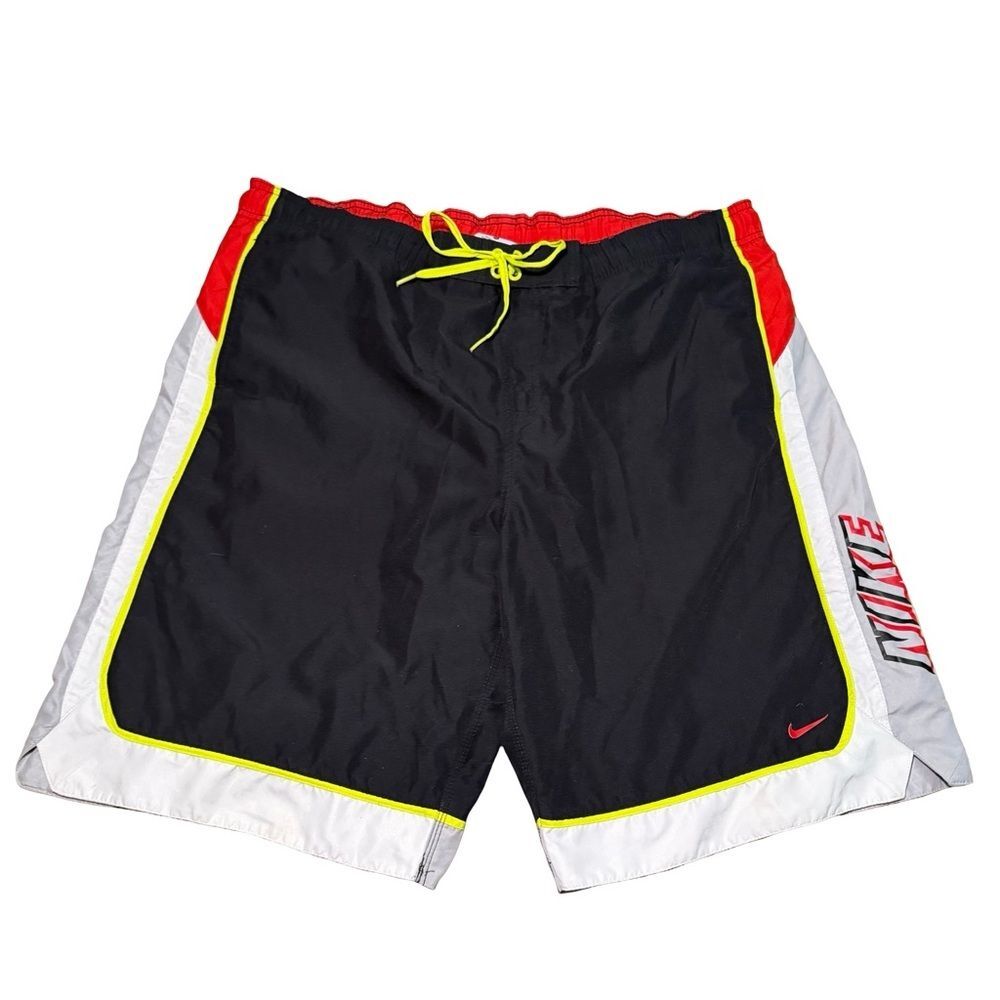 Nike Swim Trunks Mens XL Red Black Netted Hydra Void Sheds Water